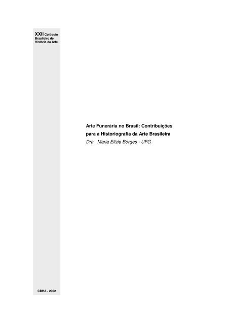 Arte Funerária no Brasil: Contribuições para a Historiografia ... - CBHA