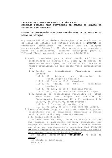 tribunal de contas do estado de sÃ£o paulo concurso pÃºblico para ...