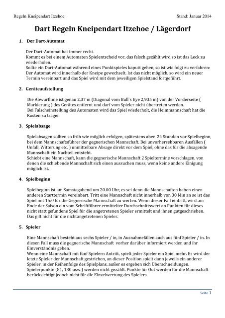 Dart Regeln Kneipendart Itzehoe / Lägerdorf