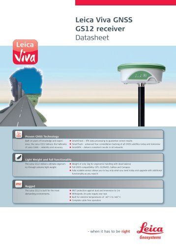Leica Viva GNSS GS12 receiver Datasheet - C.R.Kennedy and Co