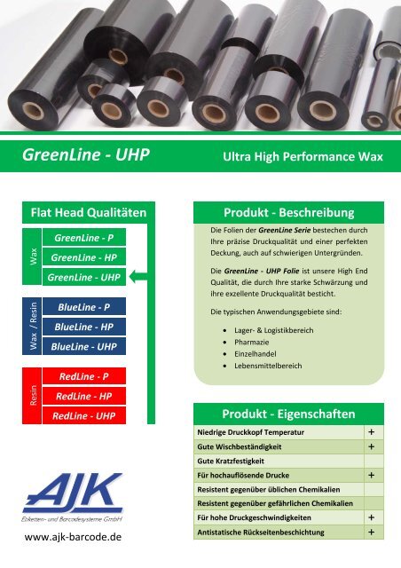 Datenblatt GreenLine - UHP - AJK Etiketten