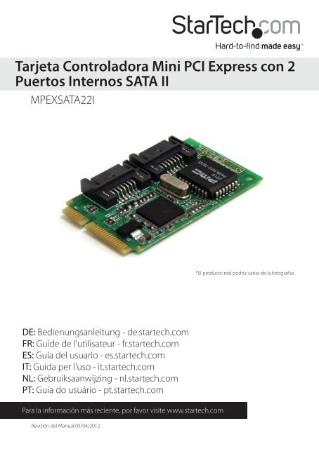 Tarjeta Controladora Mini PCI Express con 2 ... - StarTech.com