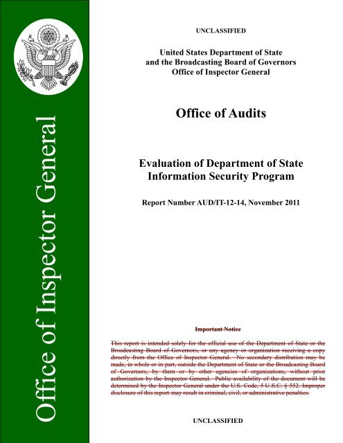 Evaluation of Department of State Information Security Program ...