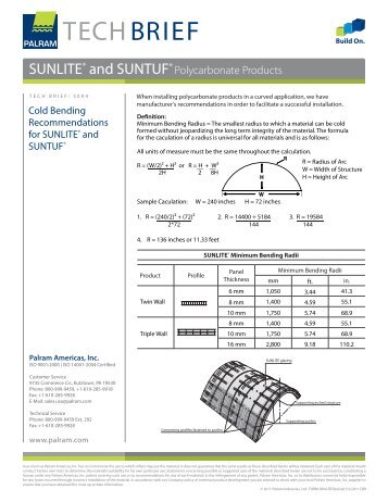 Cold Bending Recommendations for SUNLITE ... - Palram Americas