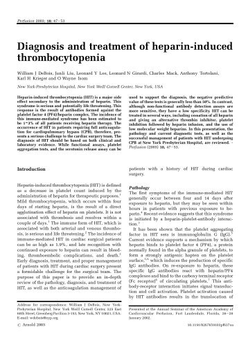 Diagnosis and treatment of heparin-induced ... - UNMC