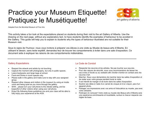 museum etiquette - Art Gallery of Alberta