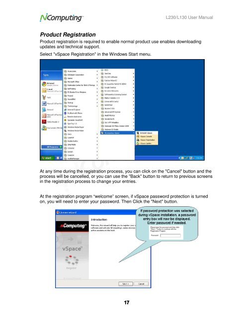 L230 and L130 Access Devices with vSpaceTM User Guide