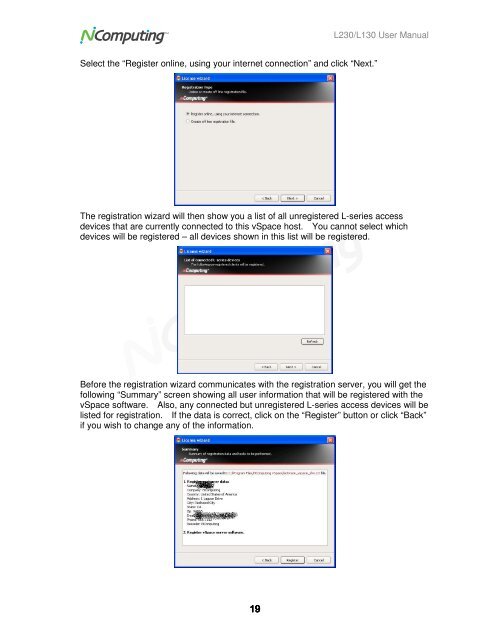 L230 and L130 Access Devices with vSpaceTM User Guide