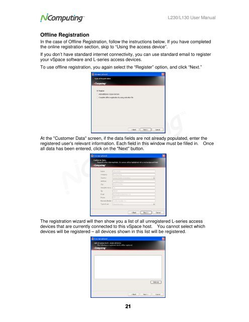 L230 and L130 Access Devices with vSpaceTM User Guide