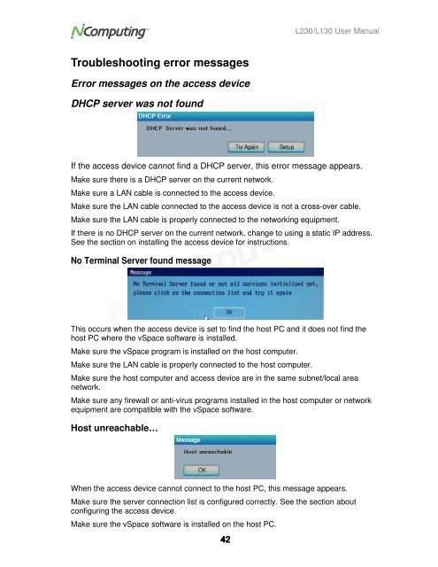 L230 and L130 Access Devices with vSpaceTM User Guide