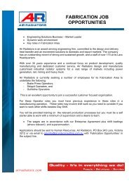 FABRICATION JOB OPPORTUNITIES - Air Radiators