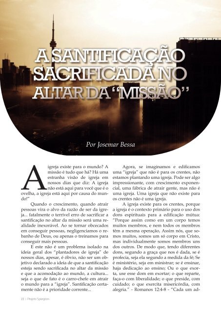 Por Andreia Ferreira - Projeto Spurgeon