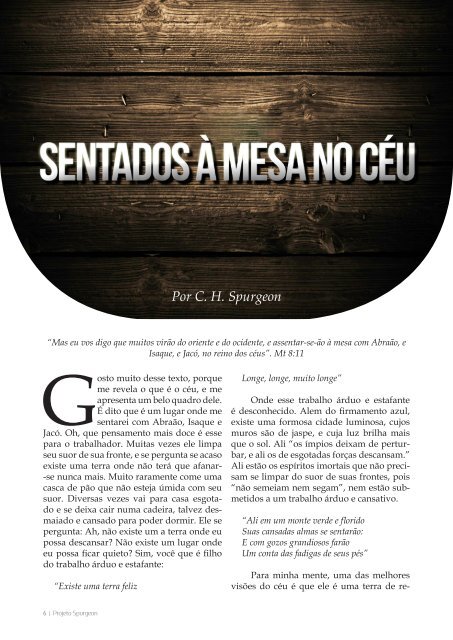 Por Andreia Ferreira - Projeto Spurgeon