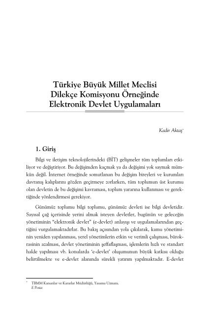 Türkiye Büyük Millet Meclisi Dilekçe Komisyonu Örneğinde ...