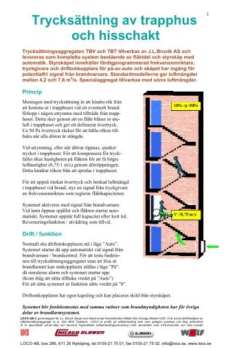 12.0 Trycksättningsaggregat för trapphus och hisschakt ... - Loco AB
