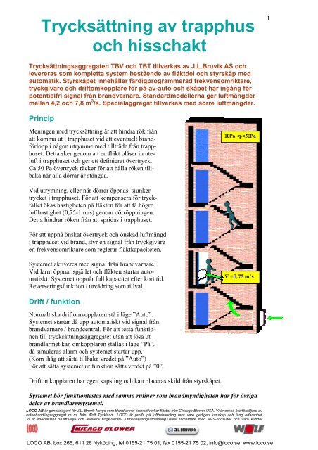 12.0 Trycksättningsaggregat för trapphus och hisschakt ... - Loco AB