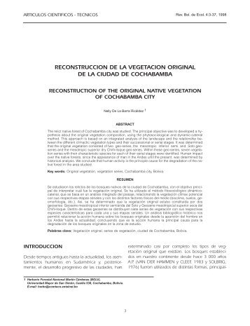 reconstruccion de la vegetacion original de la ciudad de cochabamba