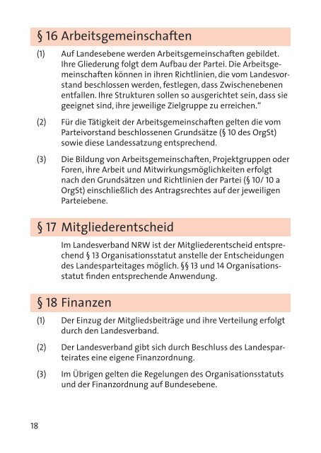 Satzung und Finanzordnung der NRWSPD