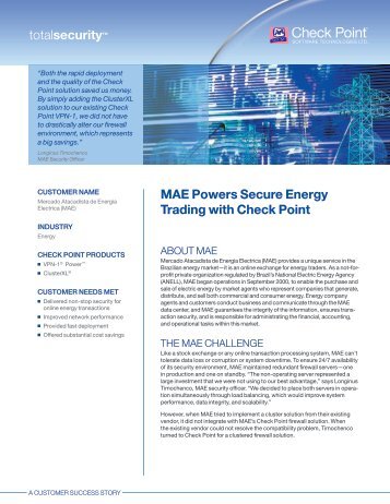 MAE Powers Secure Energy Trading with Check Point