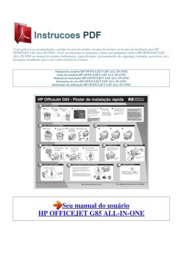 Manual do usuário HP OFFICEJET G85 ALL-IN-ONE