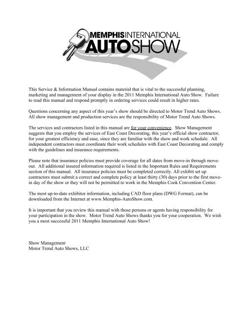 Important Rules & Requirements - Motor Trend Auto Shows