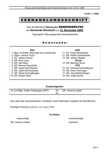 Gemeinderatssitzung 07/2009 (153 KB) - .PDF - Diersbach