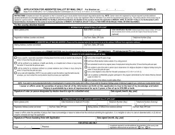 State Form 47090, Application for Absentee Ballot By Mail Only