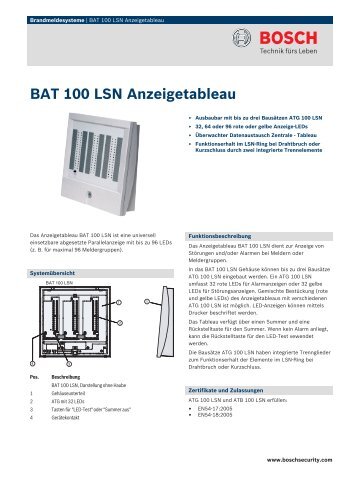 BAT 100 LSN Anzeigetableau - Bosch Security Systems