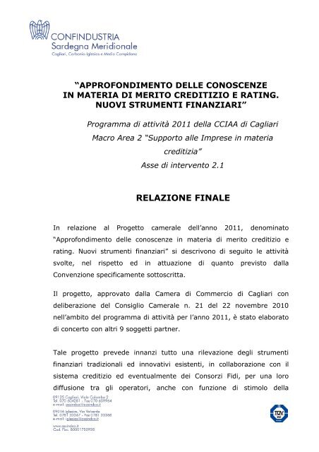 RELAZIONE FINALE - Camera di Commercio