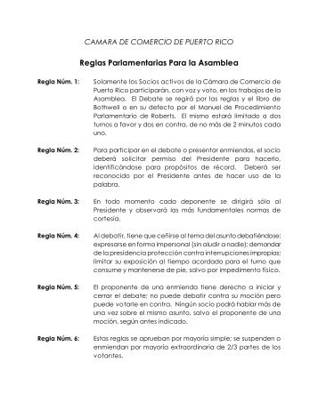 Reglas Parlamentarias para la Asamblea General - CÃ¡mara de ...