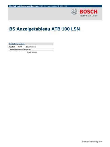 BS Anzeigetableau ATB 100 LSN - Bosch Security Systems