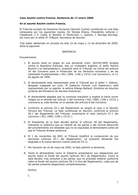 1. Sentencia del Tribunal Europeo de Derechos Humanos Aoulim vs ...