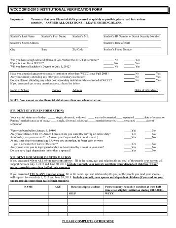 Institutional Verification Form 12-13