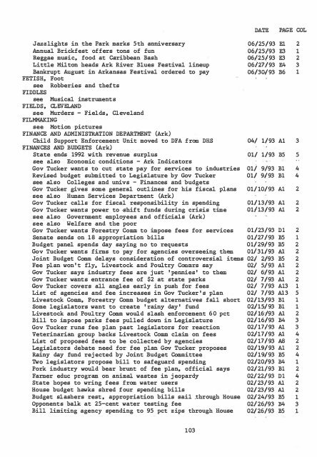 ARKANSAS DEMOCRAT-GAZETTE INDEX AN ARKANSAS INDEX ...