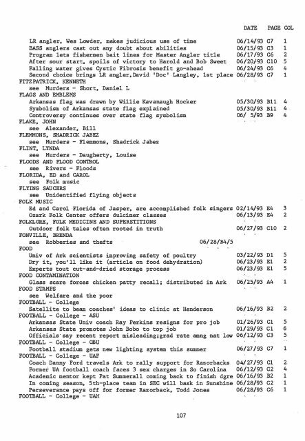 ARKANSAS DEMOCRAT-GAZETTE INDEX AN ARKANSAS INDEX ...