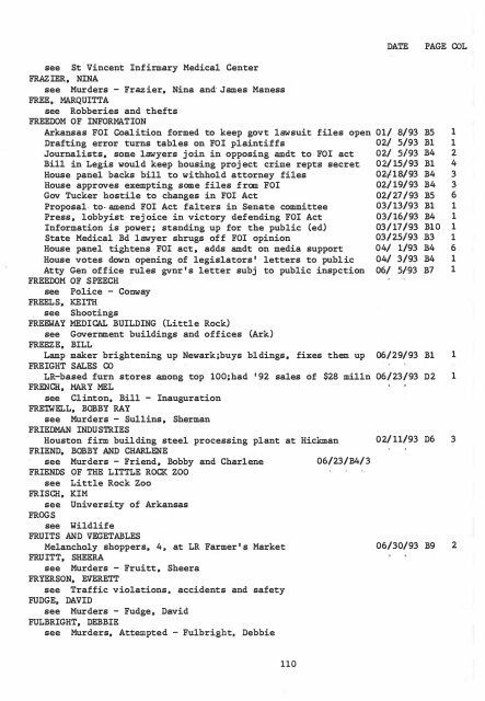 ARKANSAS DEMOCRAT-GAZETTE INDEX AN ARKANSAS INDEX ...