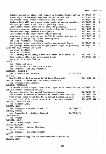 ARKANSAS DEMOCRAT-GAZETTE INDEX AN ARKANSAS INDEX ...