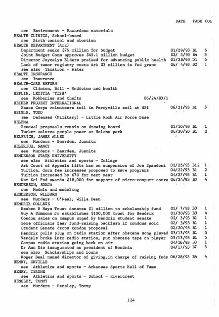 ARKANSAS DEMOCRAT-GAZETTE INDEX AN ARKANSAS INDEX ...