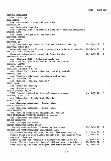 ARKANSAS DEMOCRAT-GAZETTE INDEX AN ARKANSAS INDEX ...