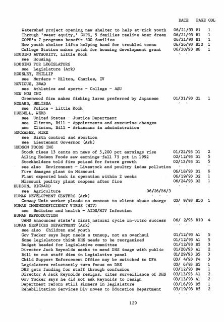 ARKANSAS DEMOCRAT-GAZETTE INDEX AN ARKANSAS INDEX ...