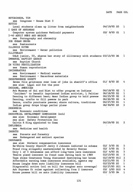 ARKANSAS DEMOCRAT-GAZETTE INDEX AN ARKANSAS INDEX ...