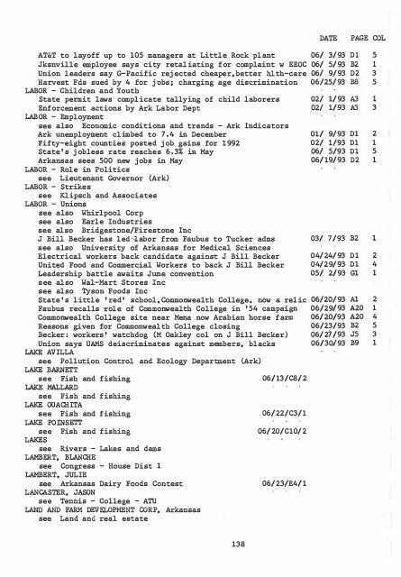 ARKANSAS DEMOCRAT-GAZETTE INDEX AN ARKANSAS INDEX ...