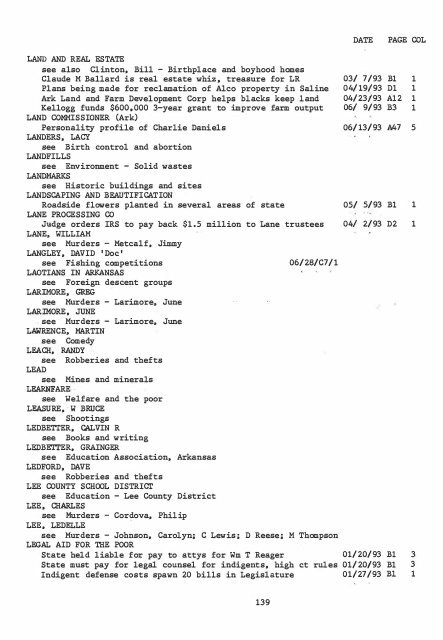 ARKANSAS DEMOCRAT-GAZETTE INDEX AN ARKANSAS INDEX ...