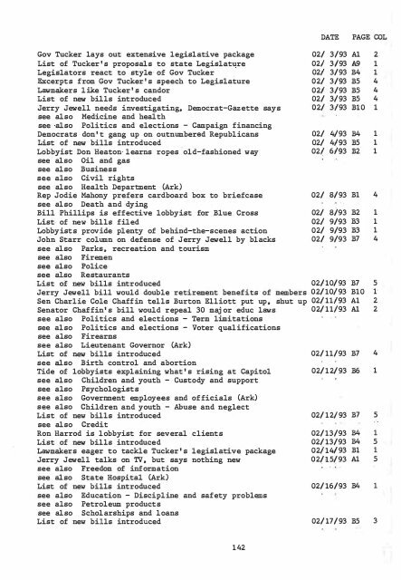 ARKANSAS DEMOCRAT-GAZETTE INDEX AN ARKANSAS INDEX ...