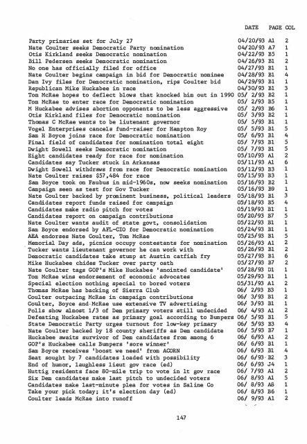 ARKANSAS DEMOCRAT-GAZETTE INDEX AN ARKANSAS INDEX ...