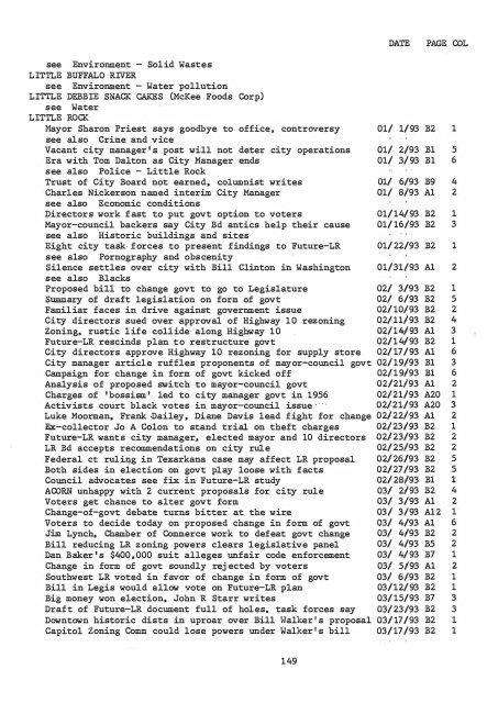 ARKANSAS DEMOCRAT-GAZETTE INDEX AN ARKANSAS INDEX ...