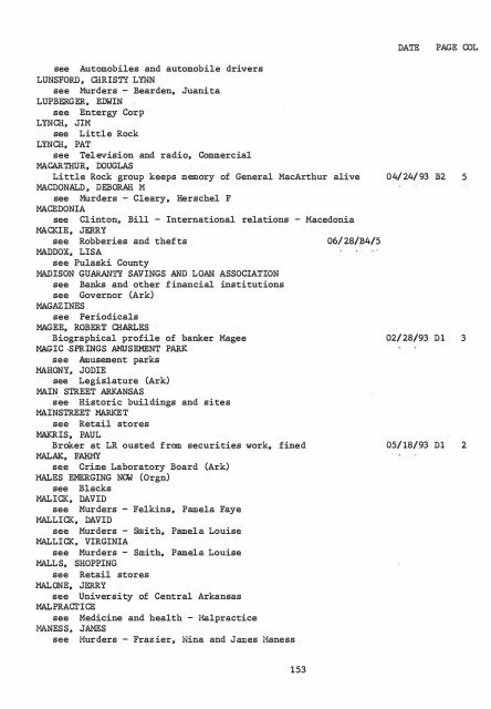 ARKANSAS DEMOCRAT-GAZETTE INDEX AN ARKANSAS INDEX ...