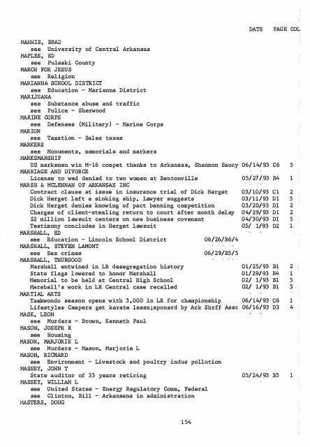 ARKANSAS DEMOCRAT-GAZETTE INDEX AN ARKANSAS INDEX ...