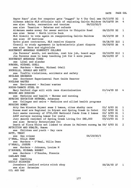 ARKANSAS DEMOCRAT-GAZETTE INDEX AN ARKANSAS INDEX ...