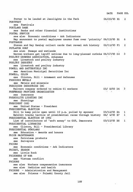 ARKANSAS DEMOCRAT-GAZETTE INDEX AN ARKANSAS INDEX ...